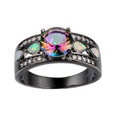 Rainbow Opal CZ 10KT Filled Engagement Ring RB0264