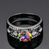 Rainbow Opal CZ 10KT Filled Engagement Ring RB0264