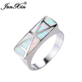 Vintage Wedding Opal Ring Silver Geometric Jewelry