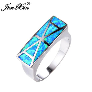 Vintage Wedding Opal Ring Silver Geometric Jewelry