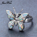 Vintage Fire Opal Butterfly Ring for Women