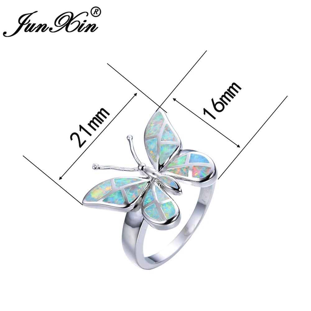 Vintage Fire Opal Butterfly Ring for Women