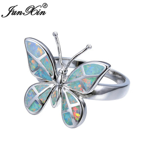 Vintage Fire Opal Butterfly Ring for Women