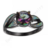 Rainbow Opal CZ Women Band Jewelry 10KT Filled Engagement Rings