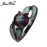 Rainbow Opal CZ Women Band Jewelry 10KT Filled Engagement Rings