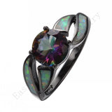 Rainbow Opal CZ Women Band Jewelry 10KT Filled Engagement Rings