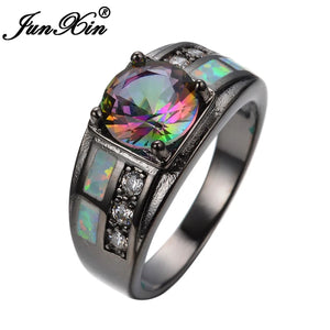 Rainbow Opal 10KT Filled Round Zircon Wedding Ring