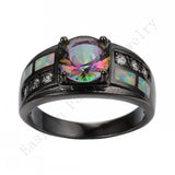 Rainbow Opal 10KT Filled Round Zircon Wedding Ring
