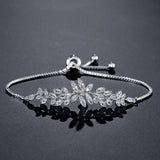 Leaf Zirconia Adjustable Bracelets for Women CZ Crystal Bridal Wedding