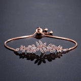 Leaf Zirconia Adjustable Bracelets for Women CZ Crystal Bridal Wedding