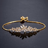 Leaf Zirconia Adjustable Bracelets for Women CZ Crystal Bridal Wedding