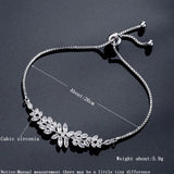 Leaf Zirconia Adjustable Bracelets for Women CZ Crystal Bridal Wedding