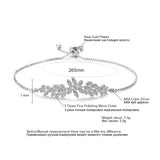 Leaf Zirconia Adjustable Bracelets for Women CZ Crystal Bridal Wedding