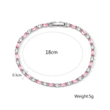 JUNZI Pink Zirconia Tennis Bracelet for Women Wedding Jewelry