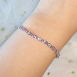 JUNZI Pink Zirconia Tennis Bracelet for Women Wedding Jewelry