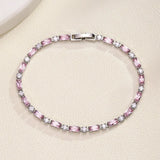 JUNZI Pink Zirconia Tennis Bracelet for Women Wedding Jewelry