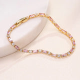 JUNZI Pink Zirconia Tennis Bracelet for Women Wedding Jewelry