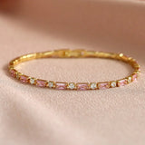 JUNZI Pink Zirconia Tennis Bracelet for Women Wedding Jewelry