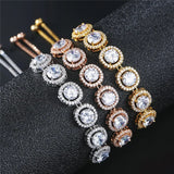 JUNZI Round Zirconia Adjustable Bracelets Silver Geometry Crystal Chain