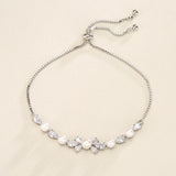 JUNZI Zirconia Pearl Bracelet CZ Chain Wedding Party Jewelry