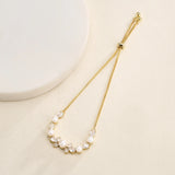 JUNZI Zirconia Pearl Bracelet CZ Chain Wedding Party Jewelry