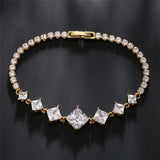 Zirconia Bracelet for Women Geometric Cuff Bangle Chain