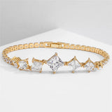 Zirconia Bracelet for Women Geometric Cuff Bangle Chain