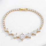Zirconia Bracelet for Women Geometric Cuff Bangle Chain