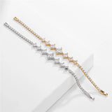 Zirconia Bracelet for Women Geometric Cuff Bangle Chain