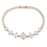 Zirconia Bracelet for Women Geometric Cuff Bangle Chain