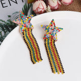 Rhinestone Tassel Earrings Star-studded Fringed Long-style Jewelry