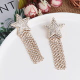 Rhinestone Tassel Earrings Star-studded Fringed Long-style Jewelry