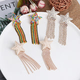 Rhinestone Tassel Earrings Star-studded Fringed Long-style Jewelry