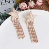 Rhinestone Tassel Earrings Star-studded Fringed Long-style Jewelry