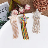 Rhinestone Tassel Earrings Star-studded Fringed Long-style Jewelry