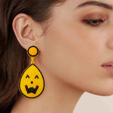 Yellow Seed Beads Smile Face Earrings for Halloween Party