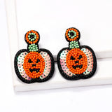 Halloween Pumpkin Earrings Lightweight Seed Beads Festive