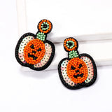 Halloween Pumpkin Earrings Lightweight Seed Beads Festive