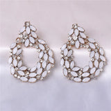 Beige Crystal Dangle Earrings Boho Wedding Party Statement Jewelry