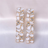 Beige Crystal Dangle Earrings Boho Wedding Party Statement Jewelry