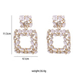 Beige Crystal Dangle Earrings Boho Wedding Party Statement Jewelry