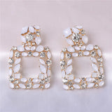 Beige Crystal Dangle Earrings Boho Wedding Party Statement Jewelry