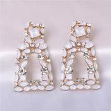 Beige Crystal Dangle Earrings Boho Wedding Party Statement Jewelry