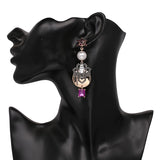Simulated-Pearl Multicolored Statement Earrings for Women Wedding
