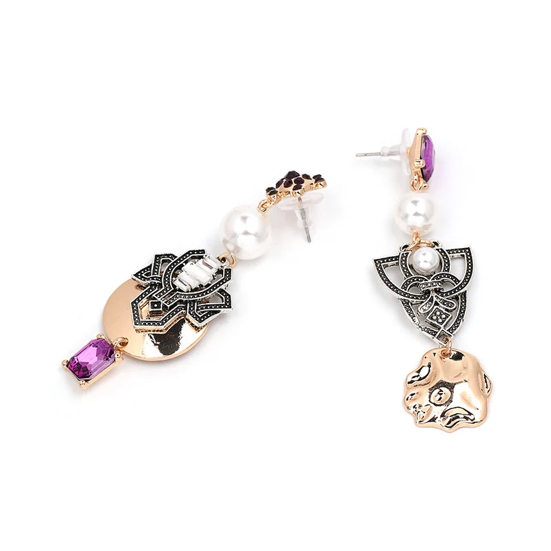 Simulated-Pearl Multicolored Statement Earrings for Women Wedding