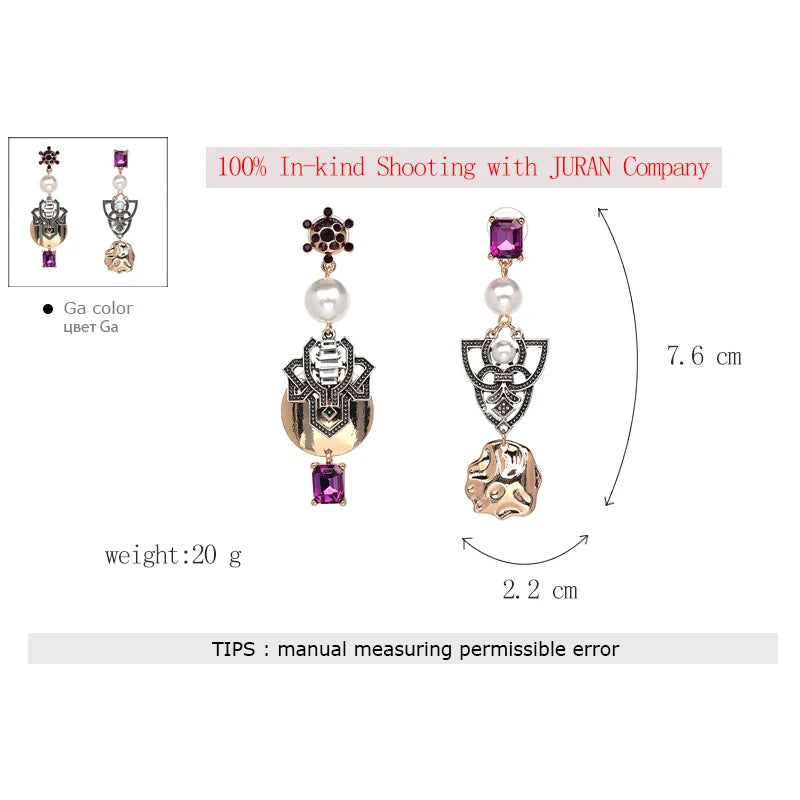 Simulated-Pearl Multicolored Statement Earrings for Women Wedding