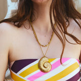 Vintage Conch Pendant Necklace & Starfish Earrings Set