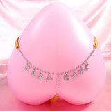 Sexy Crystal Letter Thong Waist Body Chain For Women