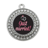 Just Married Circle Charm Antique Silver Plated Jewelry