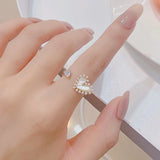 JUWANG 14k Plated Shell Love Open Ring for Women